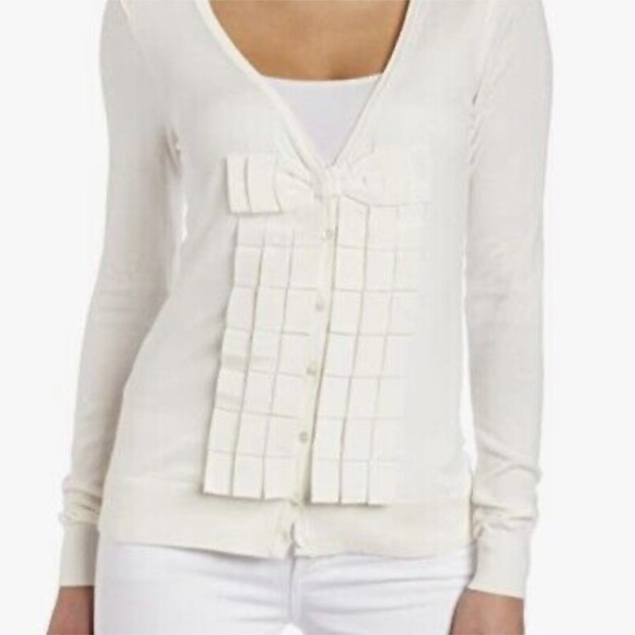 Ted BAKER LONDON Women Marle Grey Yalong Gros Grain Bow Cardigan size 4/US 10 - Picture 2 of 15